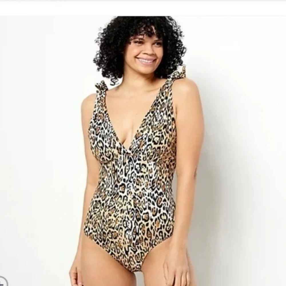 NWOT Kim Gravel Swimsuits for all Black One Piece Tie Shoulder Swimsuit Size 10‎